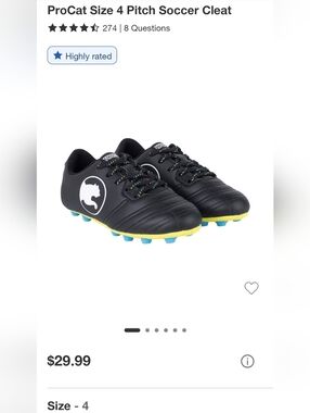 Procat Kids' Black Athletic Soccer Cleats